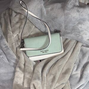 Kate Spade Light Green and White Crossbody Bag